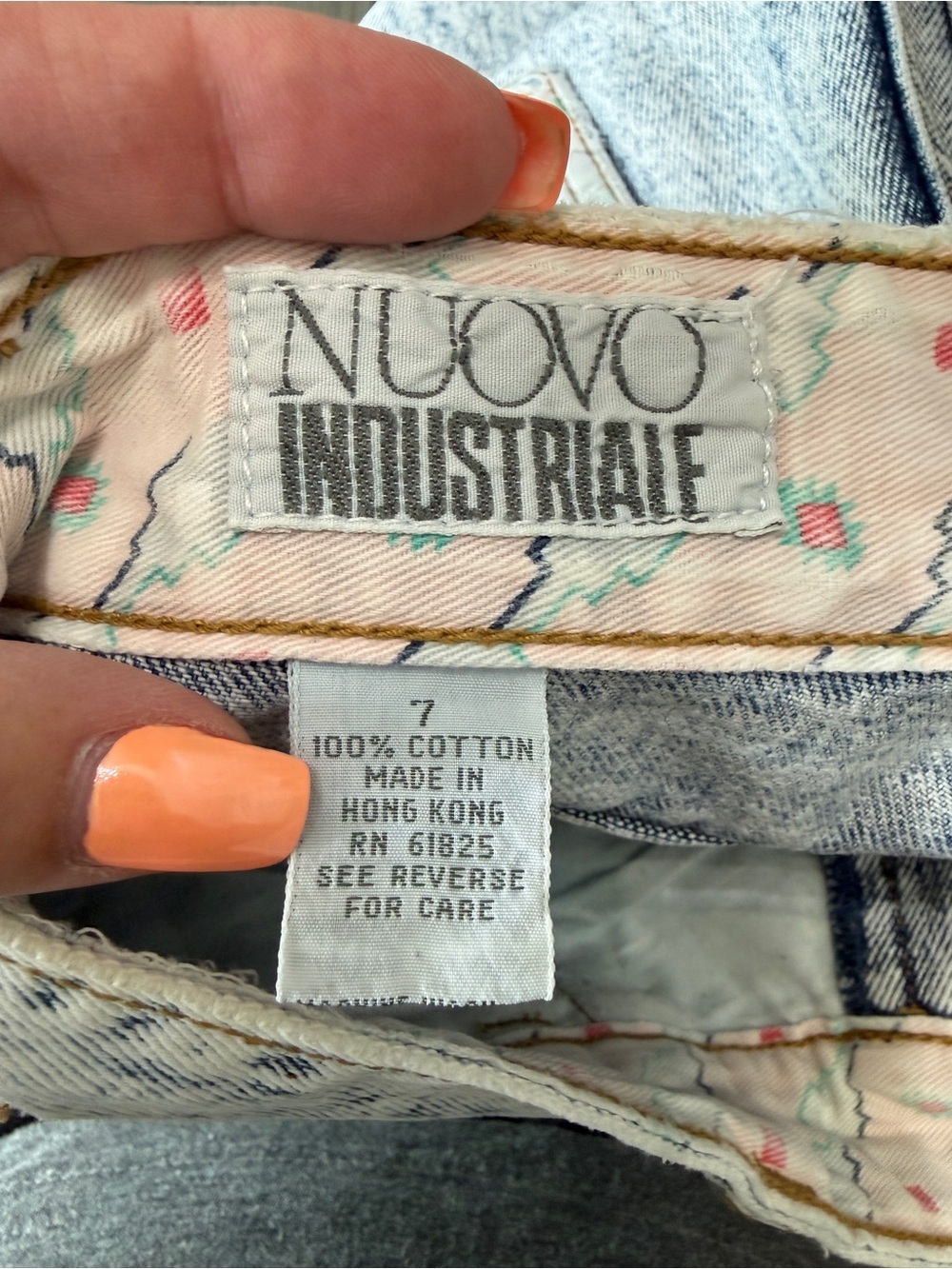 Vintage Nuovo Industrie Acid Wash Mom Jeans Pink Trim Cuffed Denim 25396 - Picture 13 of 15